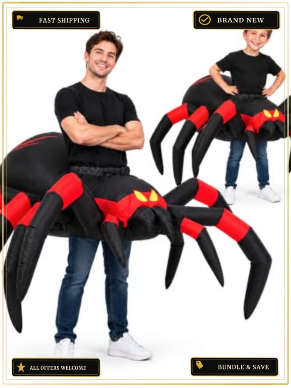 Inflatable Spider Costume 8 Legs Adult Kids Halloween Blow Up